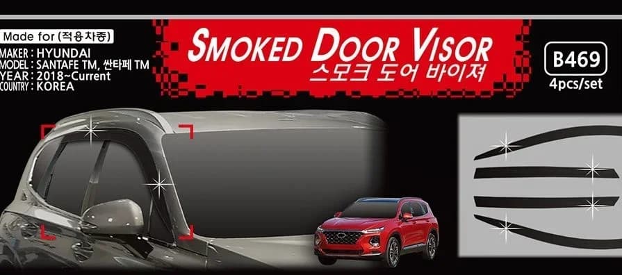 Porta cromata Visiera antipioggia Finestra laterale Deflettore Ombra Protezione solare antivento Argento Viaggi Grondaia per Hyundai Santafe 2020