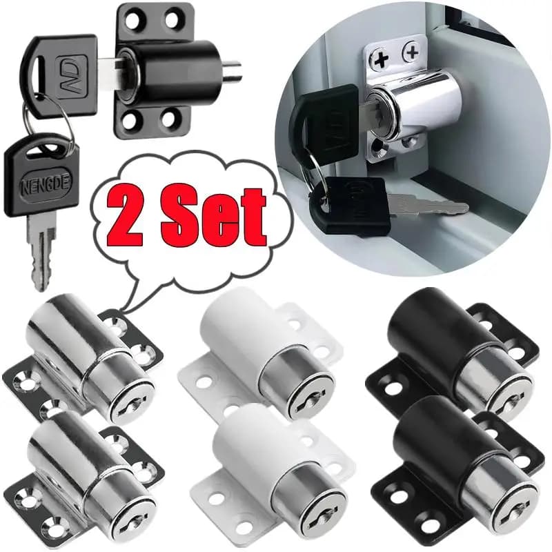 Nuovo 2/1Set Serrature per porte scorrevoli per finestre con 2 chiavi Protezione di sicurezza per bambini per bambini Set di chiusure per serrature di sicurezza per porte e finestre antifurto
