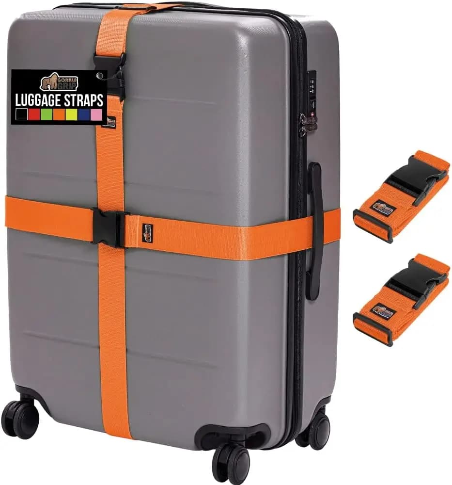 Cinghie Regolabili Resistenti per Valigie, Connettore per Cintura da Viaggio Facile da Identificare, Mantiene le Valigie Insieme, Confezione da 2