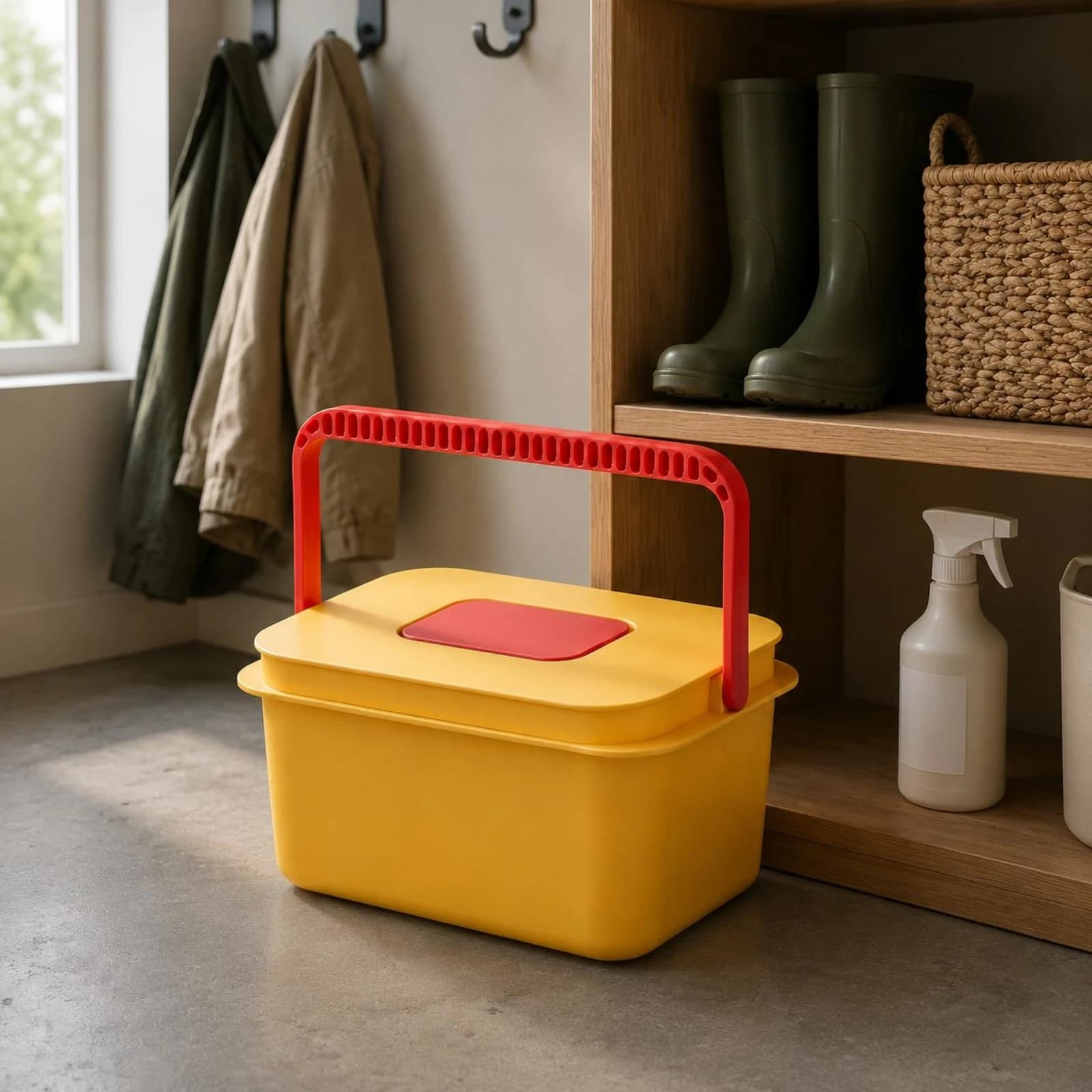 Fishing Storage Container Fitted Lid Tackle Box Camping Storage Box Two-Tone Design Matte Finish for Anglers