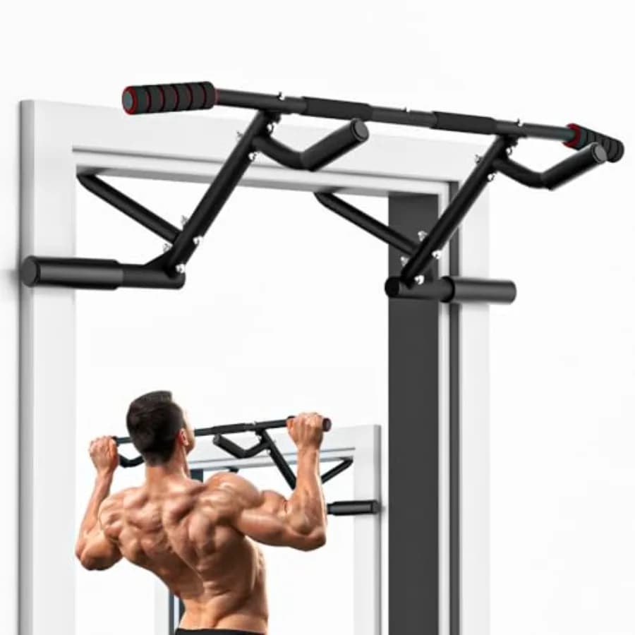 Multi-Grip 2025 Traction Bar Updated for Door - Traction bar 460 lbs Black for Exercises in Home Gym on Aluminium