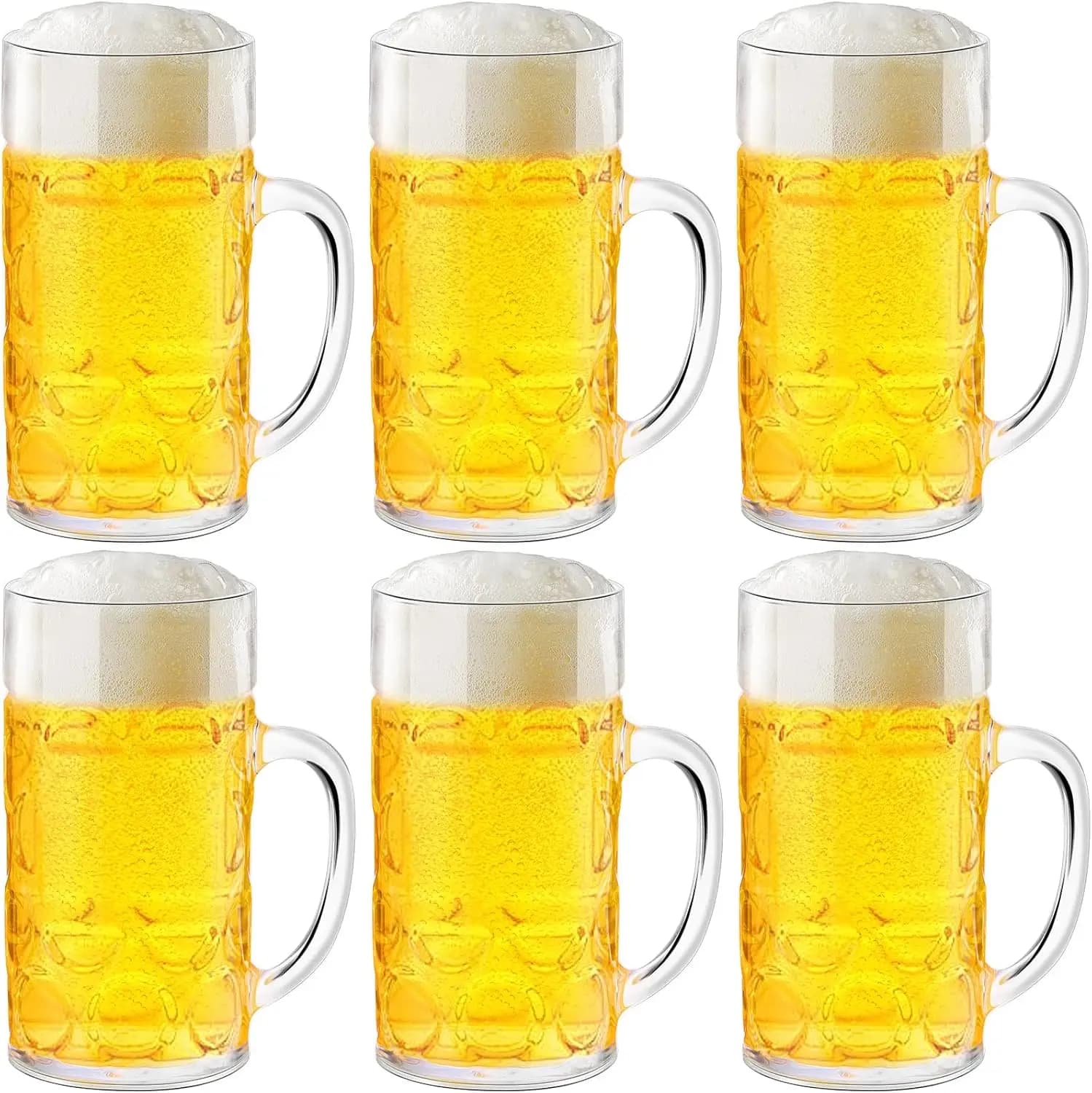 Tazze da birra in plastica 20 oz/600 ml Steins da birra con manici Tazze da birra riutilizzabili Tazze da birra grandi trasparenti per bevande bar