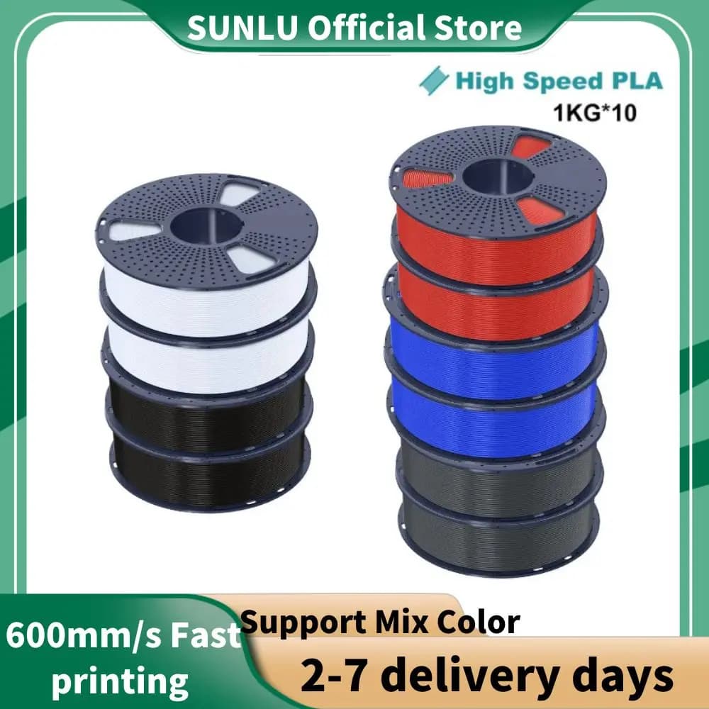 High Speed PLA SUNLU Meta 10KG 1KG/Rotolo 1.75mm+/-0.02MM 3D Printer Filament Very Ferite Lines For FDM Printer Fast Ship