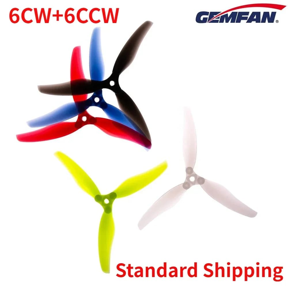6 paia (6CW + 6CCW) Gemfan F5135 5.1X3.5X3 elica pieghevole per PC a 3 pale (colore casuale) per droni RC FPV Freestyle da 5 pollici parti fai da te