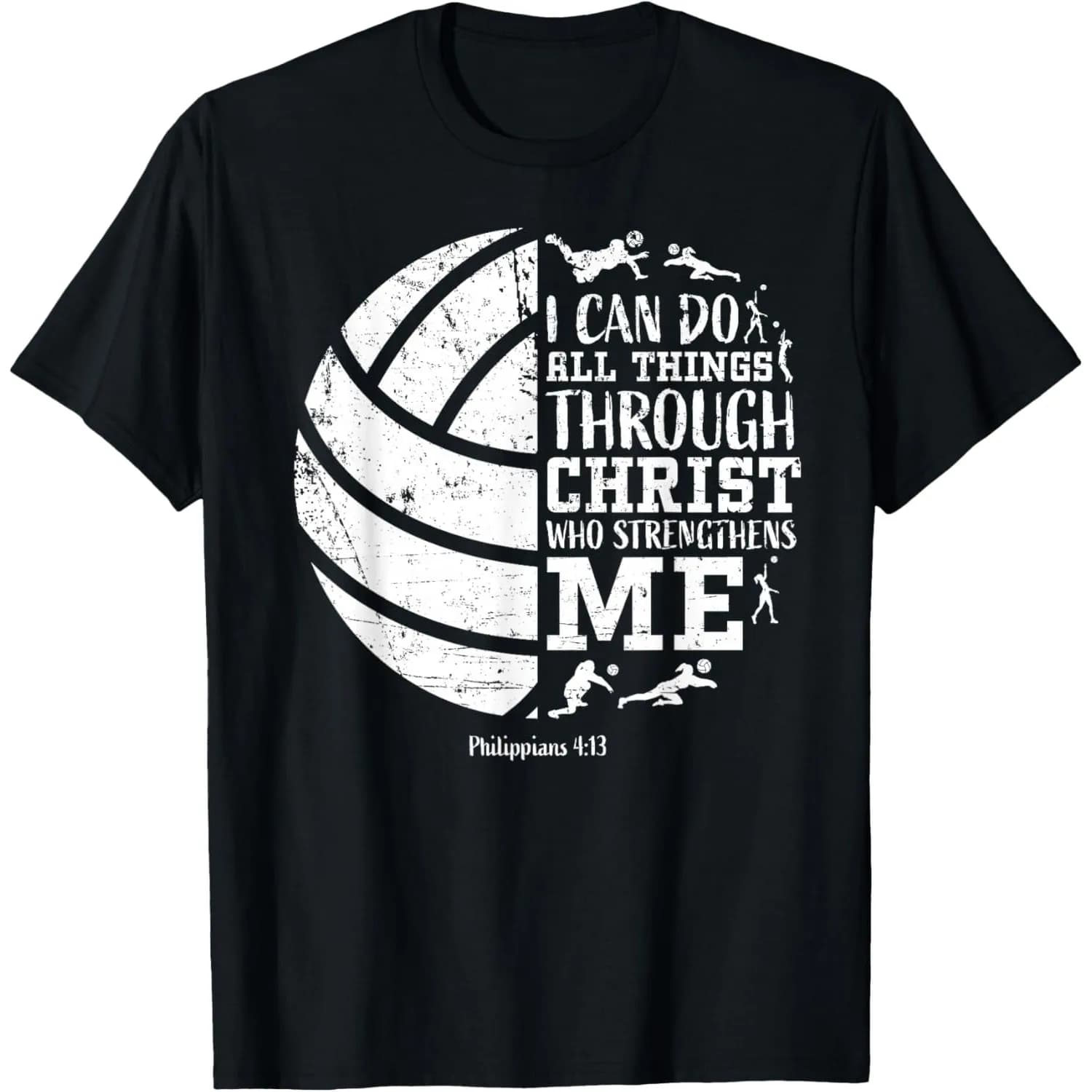 T-shirt con stampa grafica Christian Volleyball, t-shirt casual da uomo con stampa di versetti cristiani