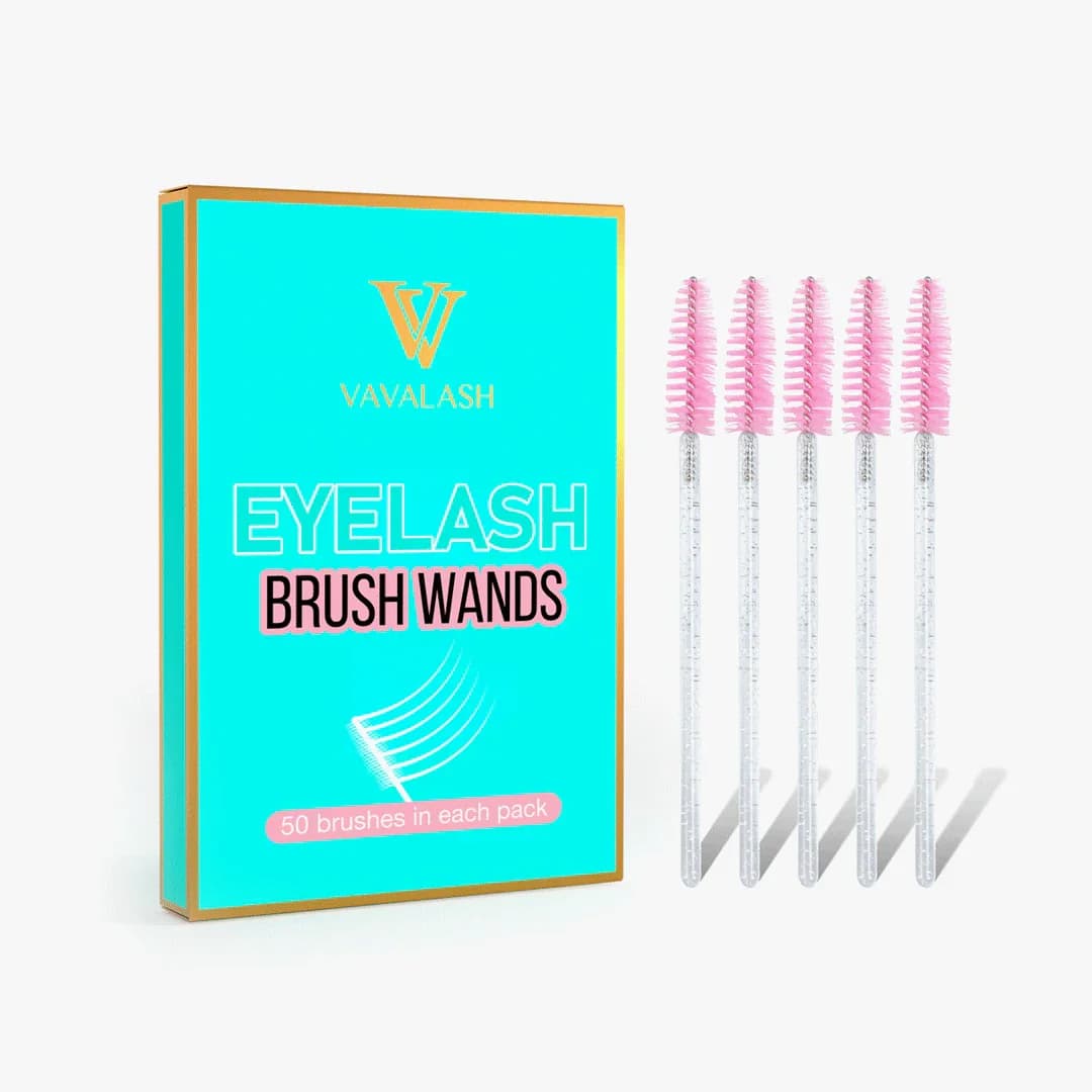 Nuovo Mascara Glitterato con Scovolino Rosa, 50 pz/confezione, Bacchette Professionali per Extension Ciglia, Strumento di Bellezza per il Trucco delle Ciglia