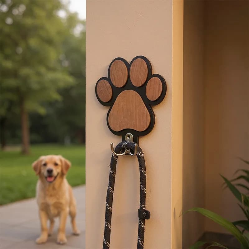 Gancio da Parete in Legno con Impronta di Zampa per Guinzaglio e Collare, Porta Guinzaglio con Design a Zampa, Gancio a Forma di Artiglio, Regalo per Amanti dei Cani