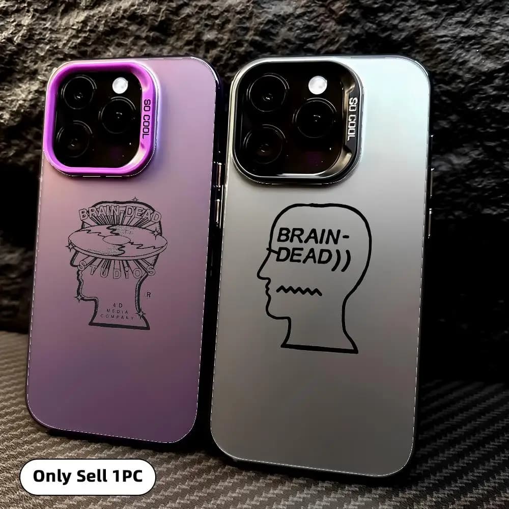 Custodia per iPhone Los Angeles B-Brain Dead per iPhone 17 16 15 14 13 12 11 Pro Max Air, colorata, opaca, laser, effetto aurora, antiurto
