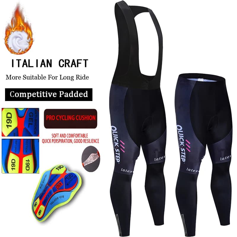 Men's Quick Step Thermal Trousers, Winter Cycling Clothing, Trousers with Bretelles, Bike Clothing MTB, Men's Sports Shorts