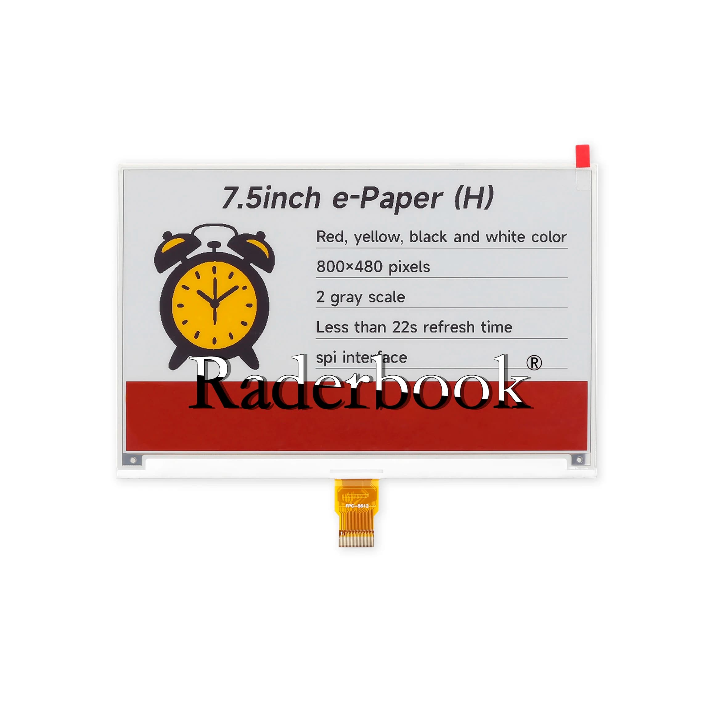 Schermo SPI da 7,5 pollici nero, bianco, giallo e rosso 800x480 a quattro colori con inchiostro elettronico display carta elettronica GDEM075F52
