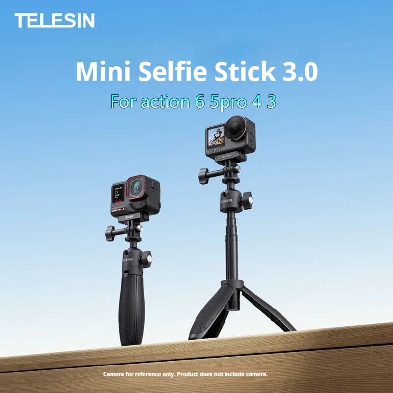 TELESIN for DJI ACTION 6/5pro 4 3 Mini Selfie Treppiede Portable Length Adjustable for DJI ACTION 6 5PRO 4 3 Accessories