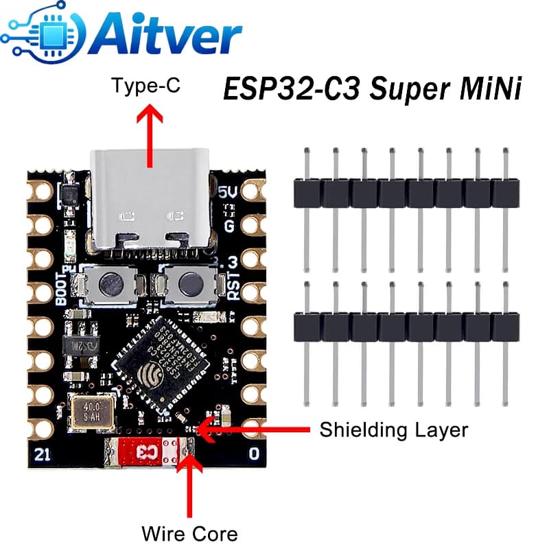 ESP32 C3 SuperMini Scheda di sviluppo WiFi Bluetooth Modulo microcontrollore 4MB Flash Compatibile con Arduino IDE ESPHome DIY Pro