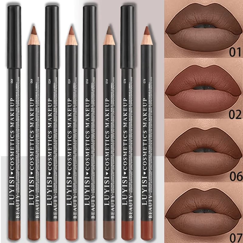 4 Pcs Matte Lip Liner Pencil Set, Waterproof Long Lasting Smudge Proof Lip Liners, Highly Pigmented Creamy Non-Drying Nude Brown