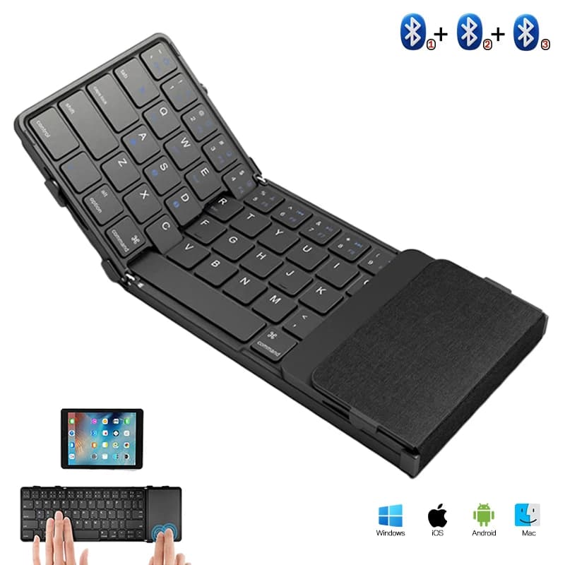 Tastiera Bluetooth pieghevole con fiocco con Touchpad/Pad numerico tastiera Wireless pieghevole ricaricabile portatile per Tablet ipad
