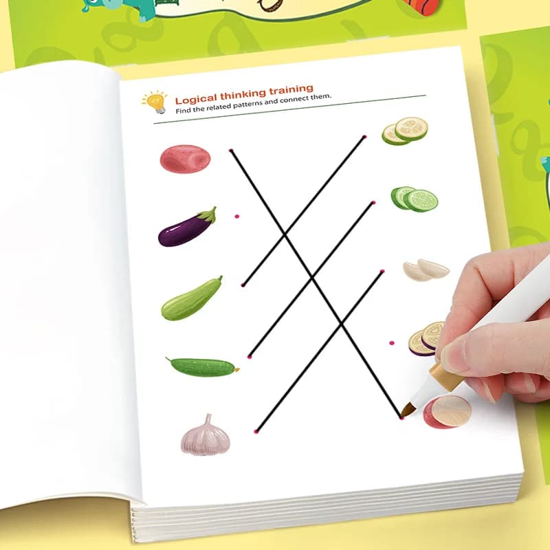 32 Page Preschool Connection Training Book, Graphic/Animal/Vegetable/Shadow/Number Matching, Puzzle Enlightenment Activity Book