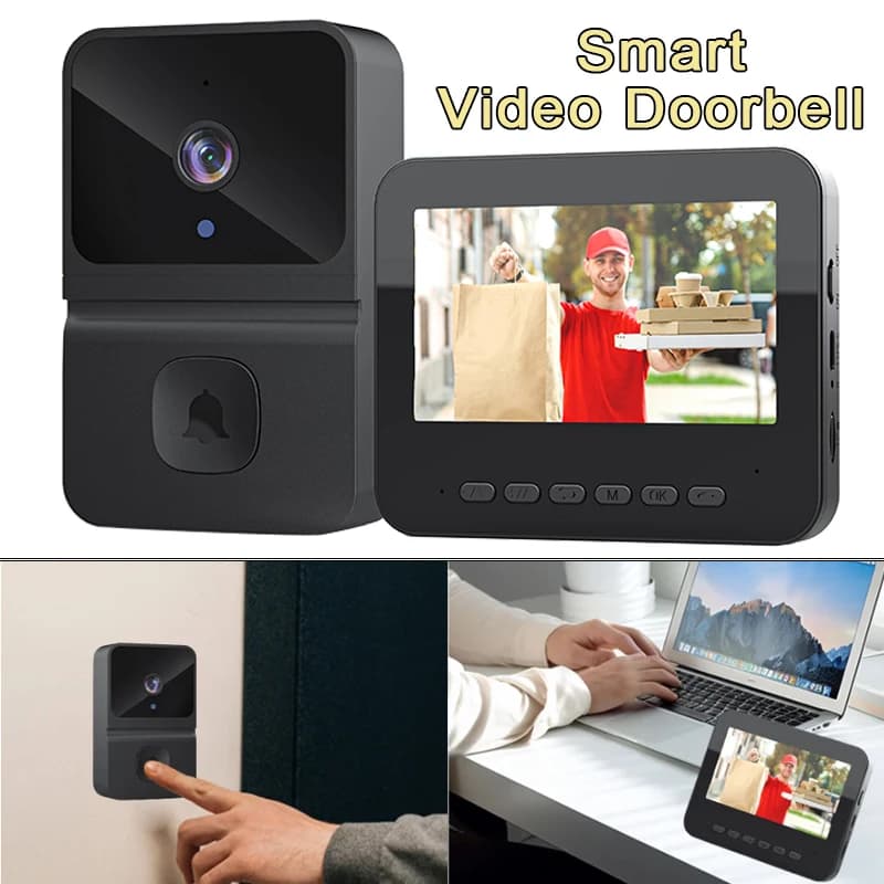 Campanello video senza fili Protezione di sicurezza Campanelli per porte Display IPS da 4,3 pollici Monitoraggio per visione notturna a infrarossi Campanello impermeabile