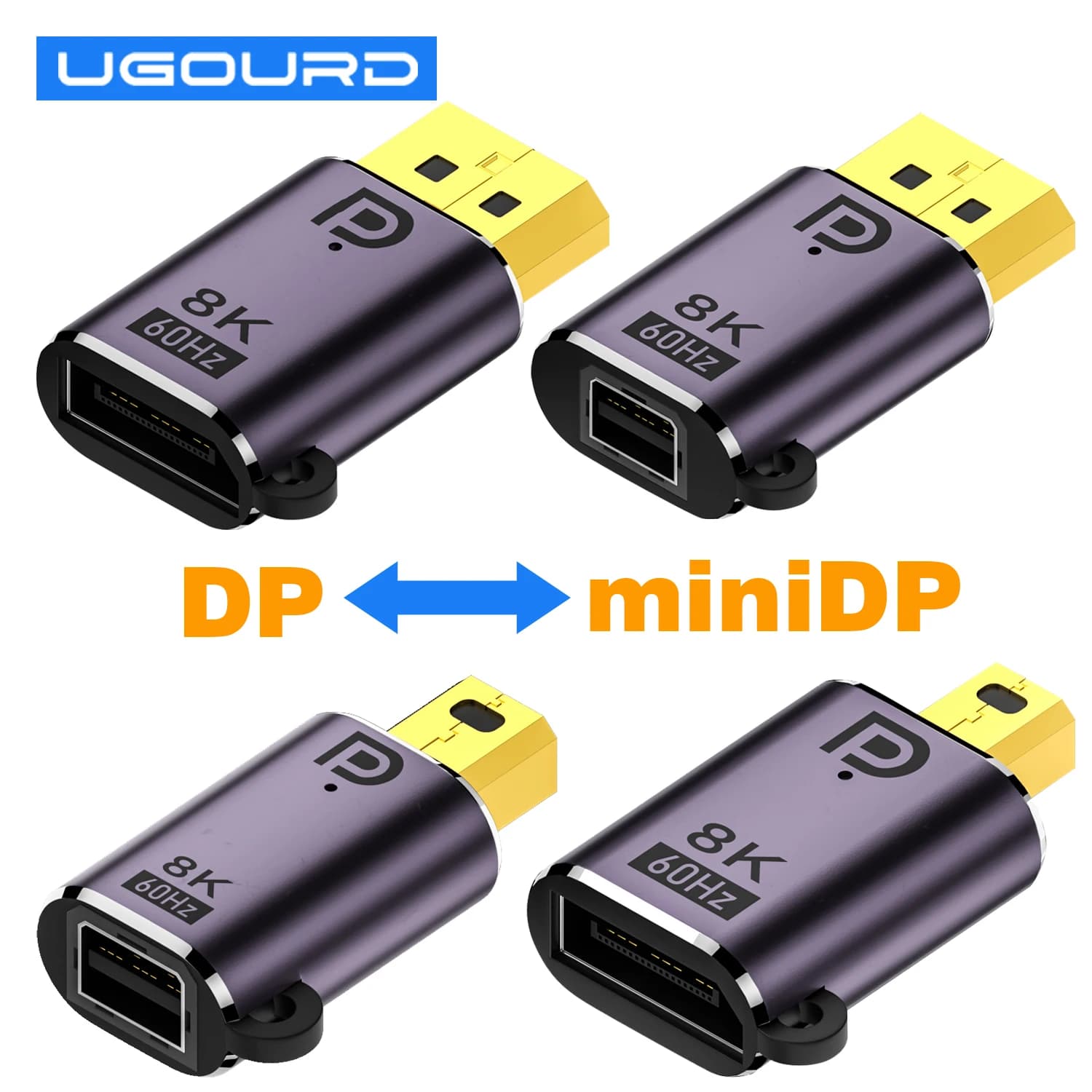 Adattatore DP a miniDP mini DP1.4 a DP Adattatore video bidirezionale maschio a femmina 8K DisplayPort 2.0 per monitor proiettore portatile