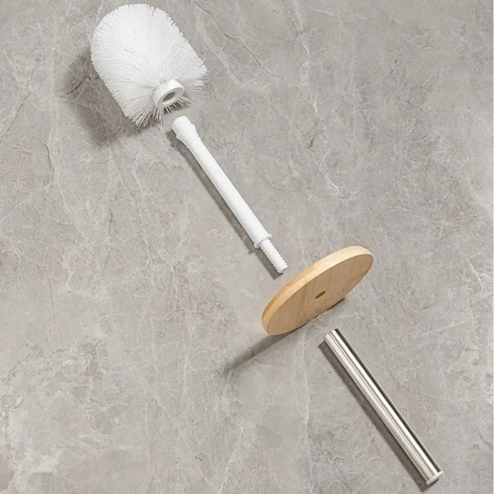 Set Spazzola WC Anti-Goccia con Base Verticale, Stile Nordico, Manico in Acciaio Inossidabile, Setole Morbide