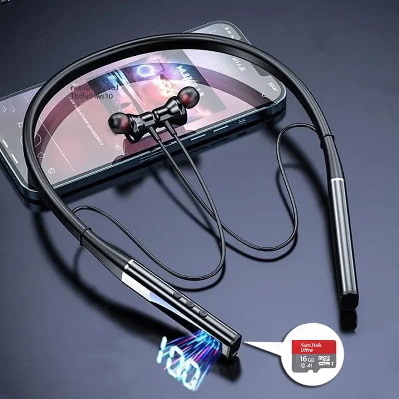 Cuffie senza fili Auricolare Bluetooth con archetto da collo con microfono Auricolare con batteria lunga Auriculares Sport di alta qualità per scheda TF