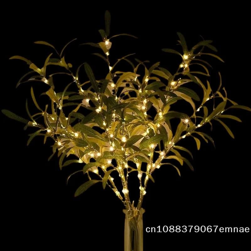 [ZYAS] Luci a LED a forma di ramo d'ulivo - Rametto decorativo floreale in plastica per casa, Natale, Halloween, vasi da caffetteria e decorazioni da tavolo