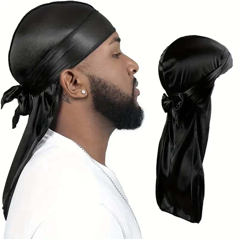 Unisex silky long tail Durag hat pirate turban fashion cap Bandana woman headdress cap caps hair accessories Hijab