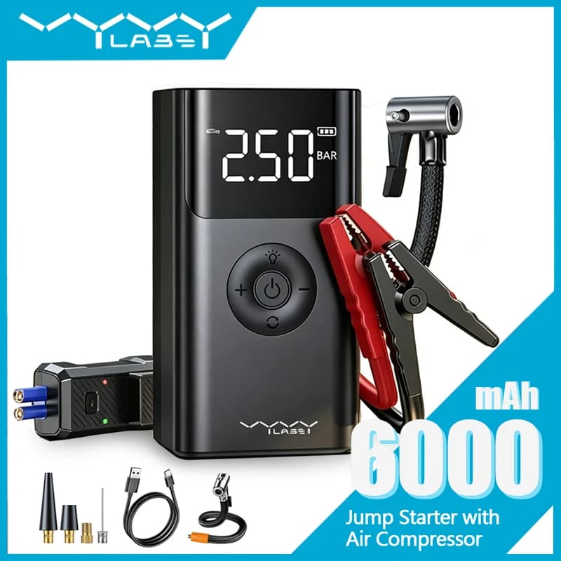 Vyvylabs 3in1 Jump Starter with Air Compressor 1000A 12V Car Battery Jump Box Portable Power Bank 150PSl Digital Tire Inflator
