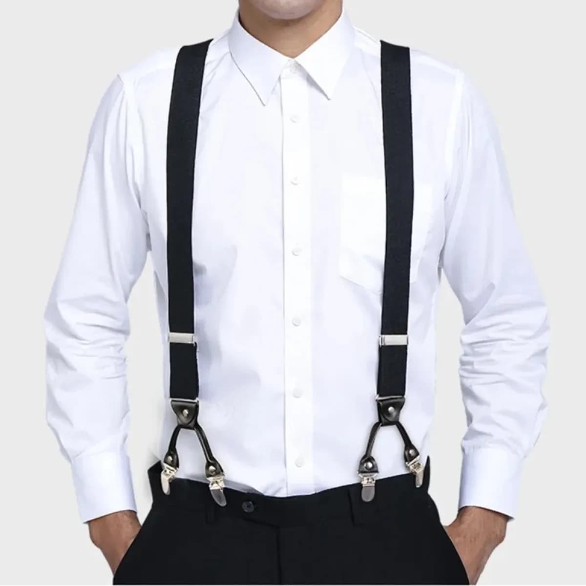 Fashion Suspenders for Men Heavy Duty Big Tall Y-back 6 Metal Clips Adjustable Elastic Trouser Braces Fathers Day Gifts for Dad