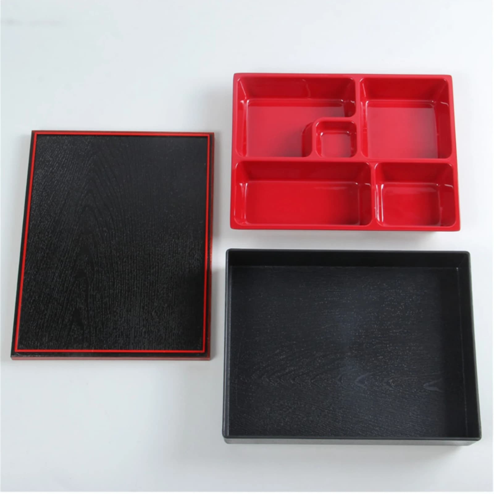 Contenitore per Pranzo Giapponese Bento con Rivestimento in Melamina, Vassoio a Cinque Scomparti, Contenitore per Alimenti in Plastica ABS