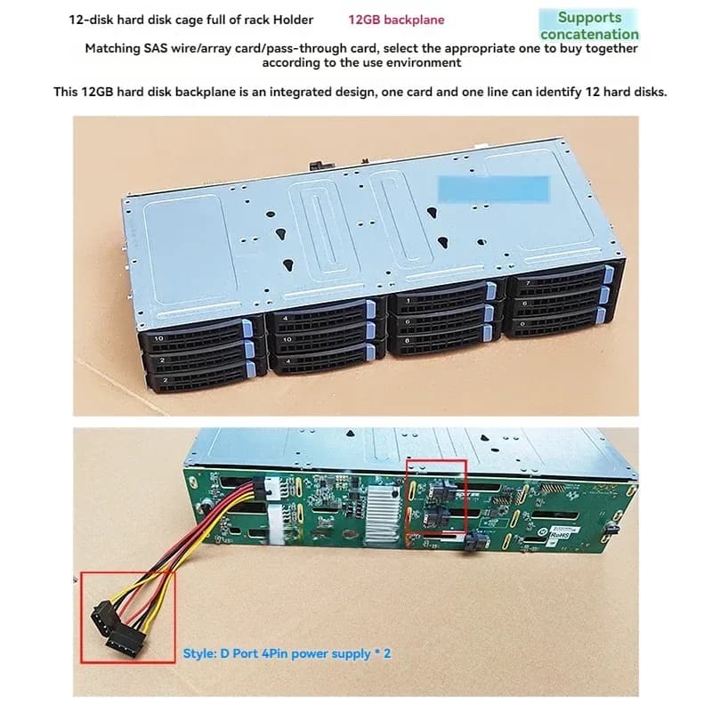 Nuovi 12 dischi elettrici Gabbia per disco rigido da 3,5 pollici 6 Gb Archiviazione da 12 GB NAS Nero Gruppo CDN Telaio serie SAS sostituibile a caldo