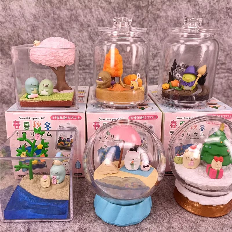 RE-MENT Sumikkogurashi Cieco Scatola Giocattoli In Miniatura Le Quattro Stagioni Paesaggio Bottiglia Scena Anime Figura Raccogliere Ornamenti