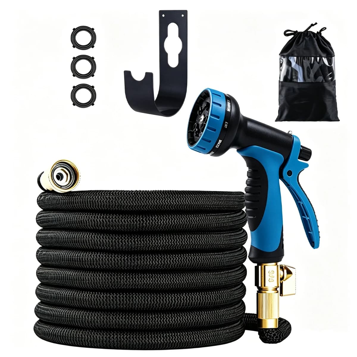 Tubo da Giardino Espandibile 25FT-125FT ad Alta Pressione, Set Multifunzionale con Pistola Regolabile, Strumento per Irrigazione Giardinaggio