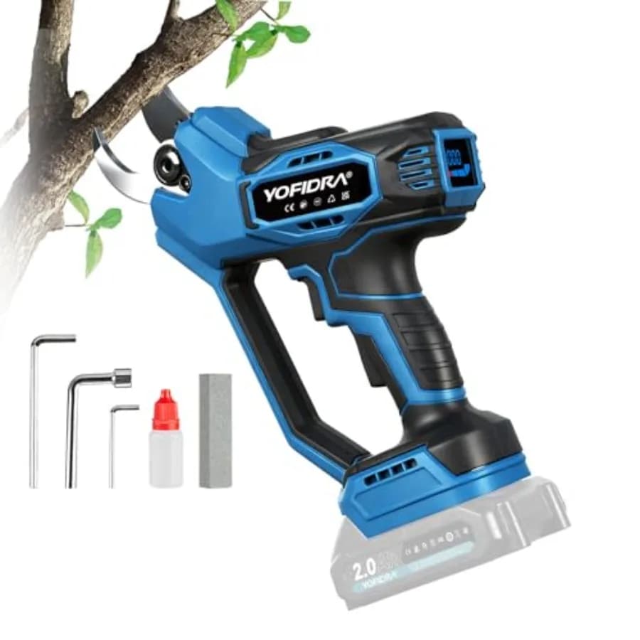 Electric Power Scissors, Cutting Diameter 45mm, Wireless, with LED Display and SK5 Blade, Brushless Motor