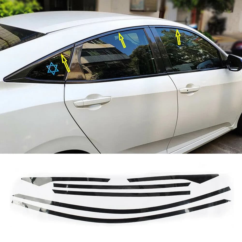 6 pz/set adesivi neri lucidi per auto Chrome elimina le finiture a battente oscuranti accessori per la decorazione per Honda Civic 10th Gen 16-19