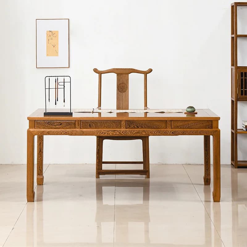 Desk new Chinese calligraphy table with drawers solid wood writing desk mahogany desk log picture case simple