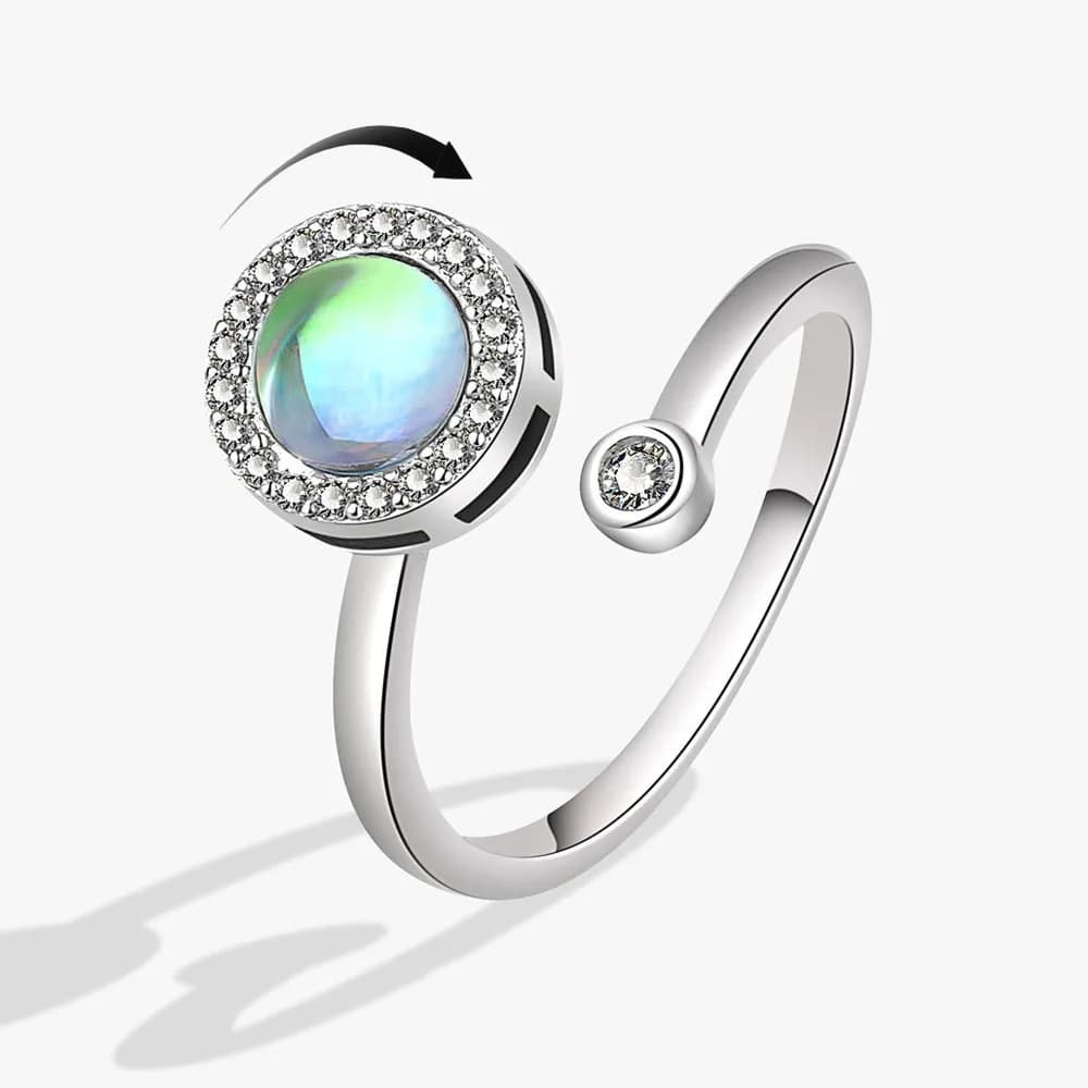 Anello Aperto Regolabile per Donne con Strass, Spinner Anti-Ansia, Accessorio Femminile di Lusso Rilassante