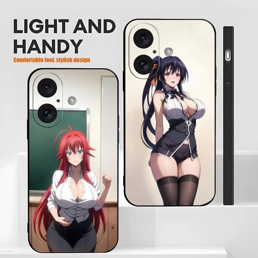 Anime Hot Girl High School DxD Phone Case For iPhone 17 16 15 14 13 12 X XR XS 8 Plus Mini Pro Max Soft black Shockproof Cover