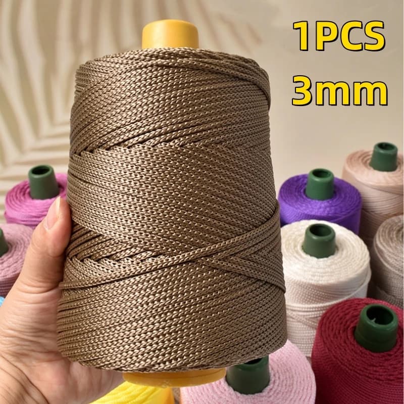 1 pz 3mm Crochet leggero Corda fresca Hollow filato per uncinetto Cappello da sole estivo Lavorato a mano fili spessi borsa cappello Cuscino
