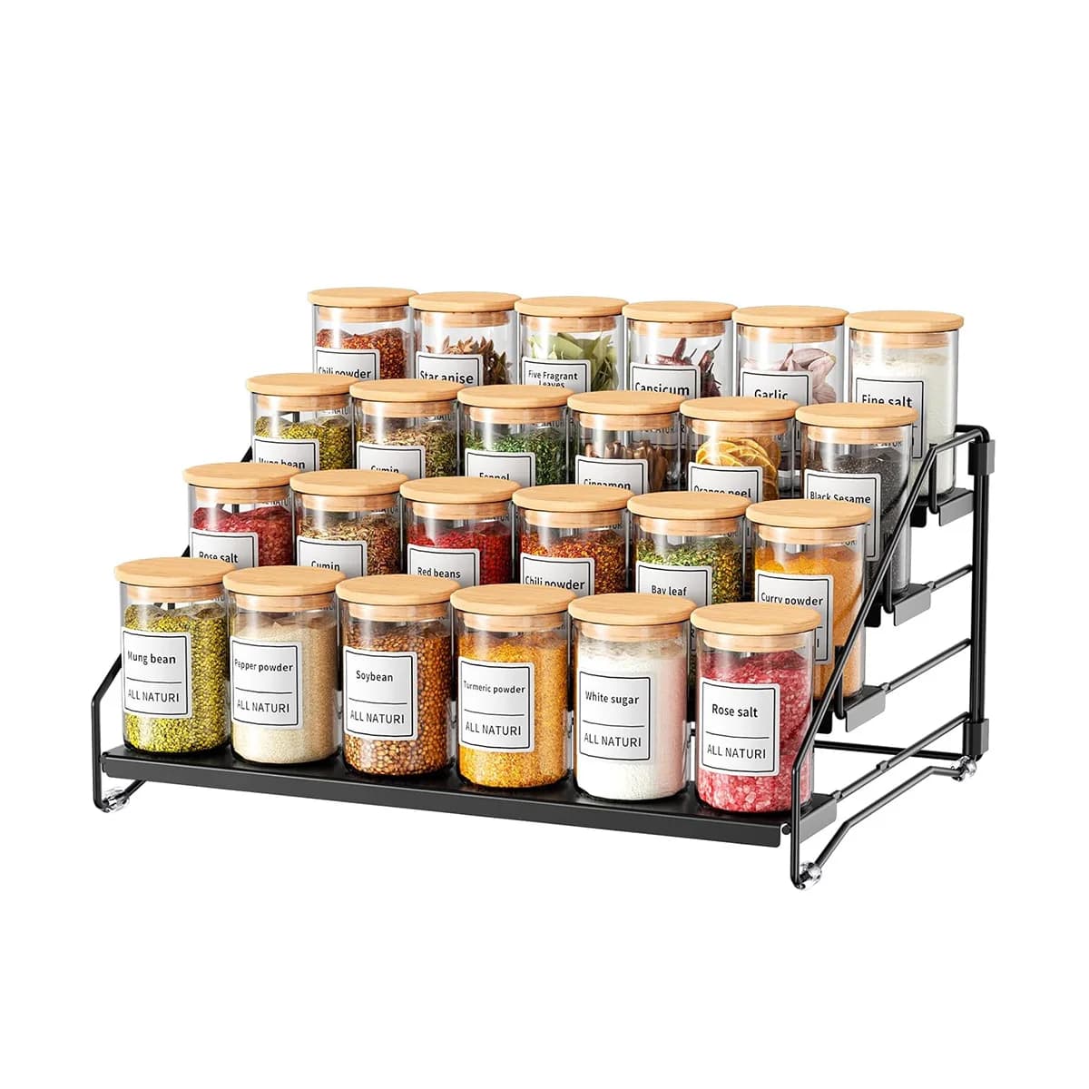 4 Level Spice Shelves Kitchen Countertop Storage Cabinet Bar Holder Shelves Floor Mounted Wall
