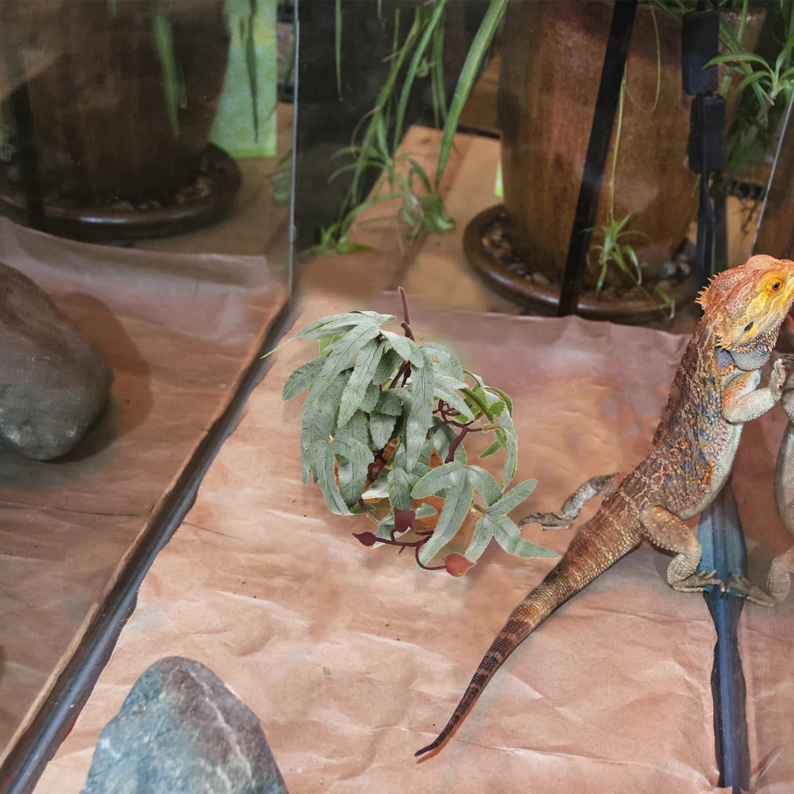 Artificial Plants for Terrarium, Resin and Plastic Decorations, Suitable for Reptiles, Gecs, Eremitic Crabs, Aquariums
