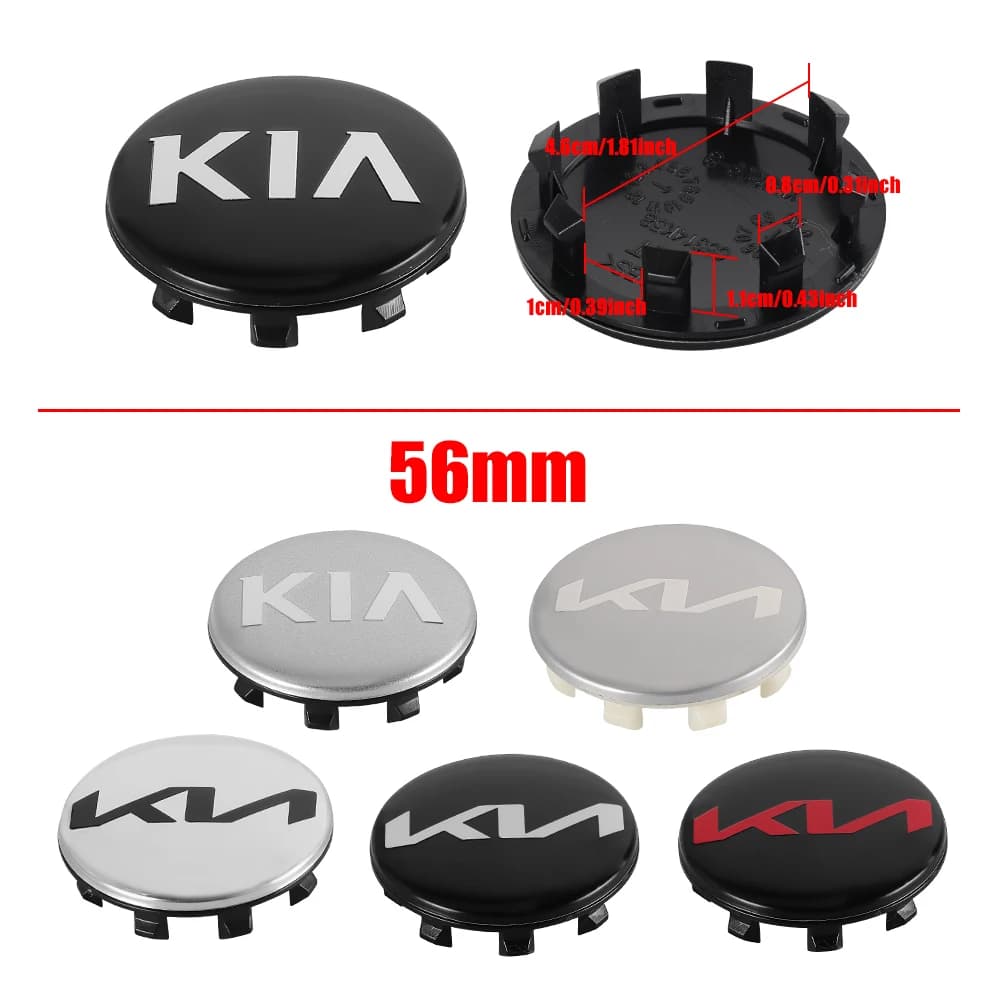 4PCS 56mm Auto Emblem Car Wheel Center Hub Cap Rim Cover for Kia Optima K5 Picanto Rio Sportage Soul Carnival K9 Stonic Stinger