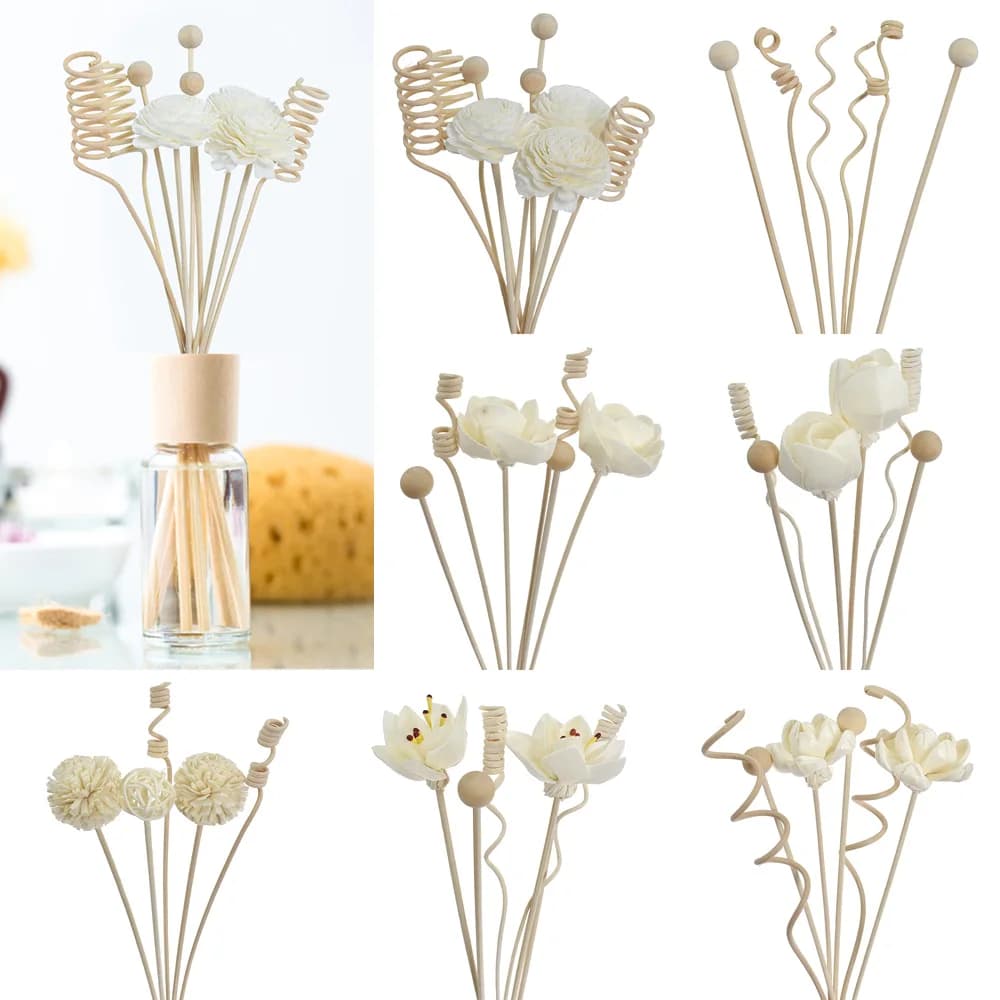 6PCS/8PCS/9PCS Artificial Flower Rattan Reed Fragrance Aroma Diffuser Refill Stick Floral DIY