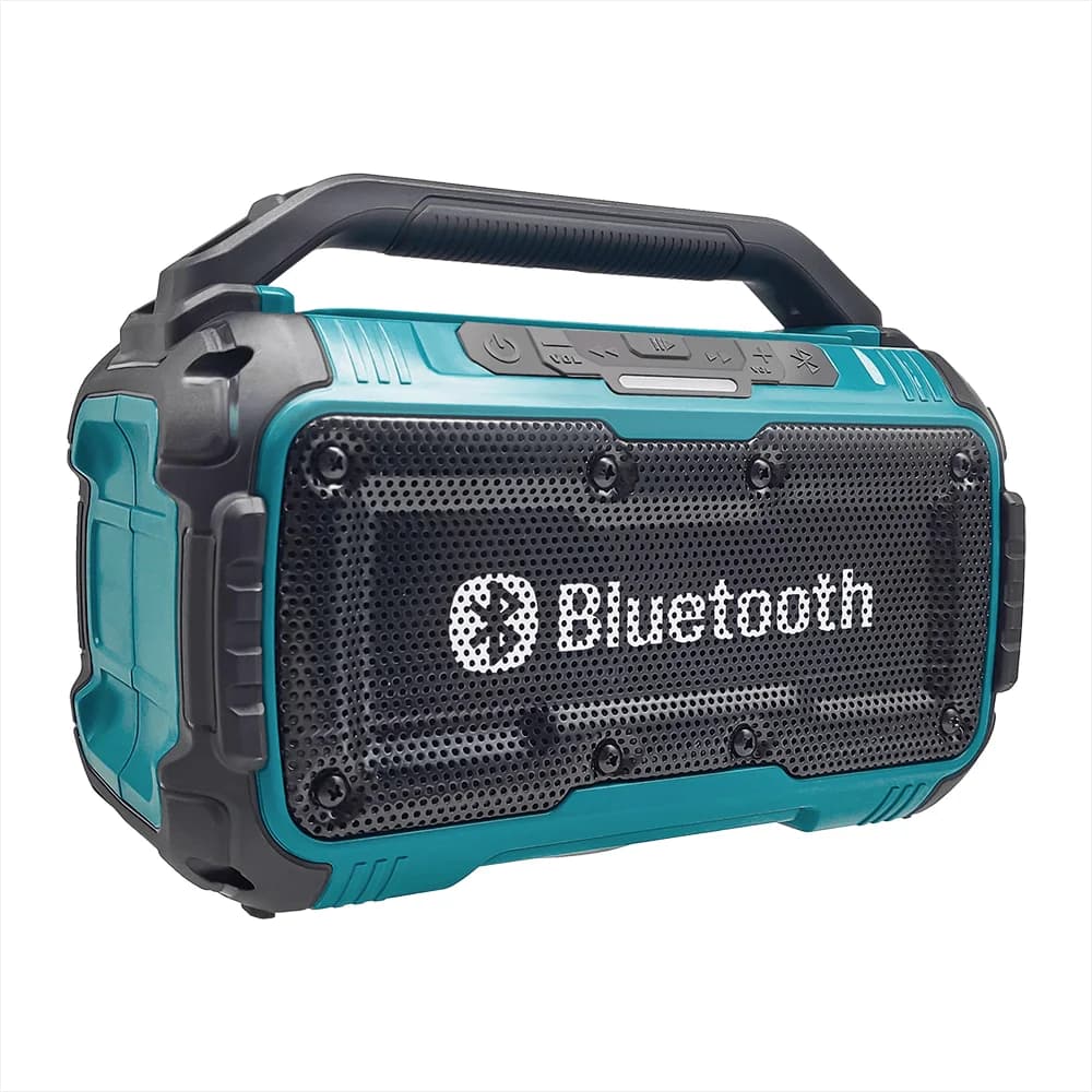 Altoparlante Portatile Wireless Bluetooth per Esterni, Impermeabile, per Cantieri Edili, con Suono Stereo Surround Pin per Batteria Makita 18V