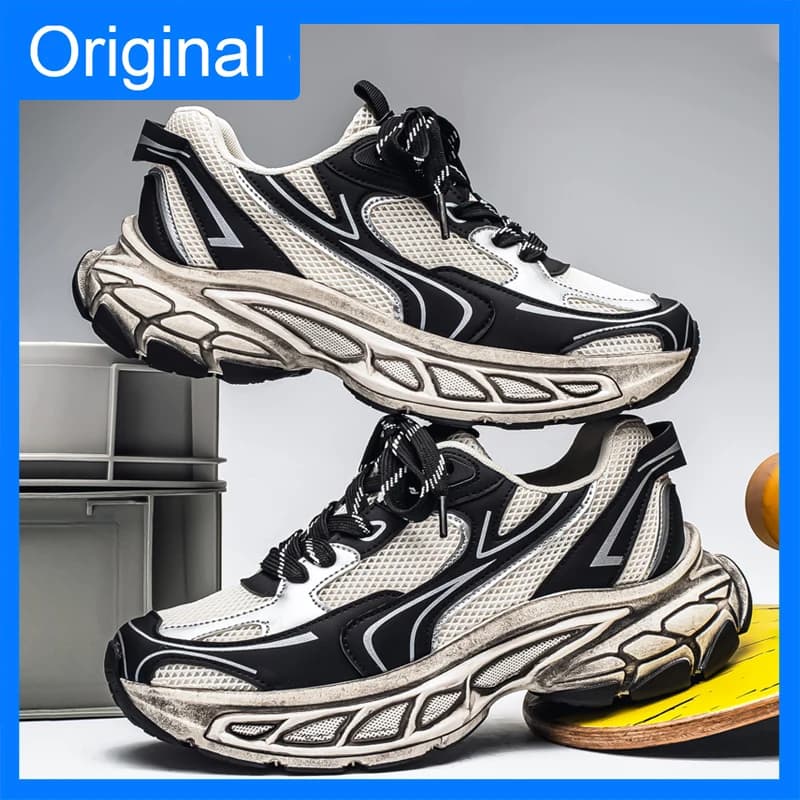 Men's Sport Shoes Trendy in Mesh Breathable Lightweight Summer Casual Racing 2026 New Comfortable Tennis Shoes with thick Sole