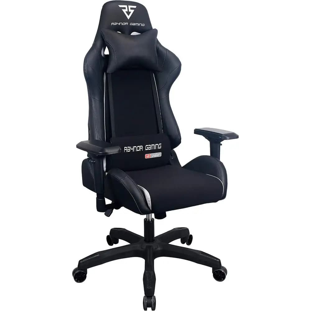 Sedia da Gaming Ergonomica Stile Racing con Schienale Alto, Braccioli 4D, Rete e Pelle PU, Supporto Lombare e Cuscino, Nera
