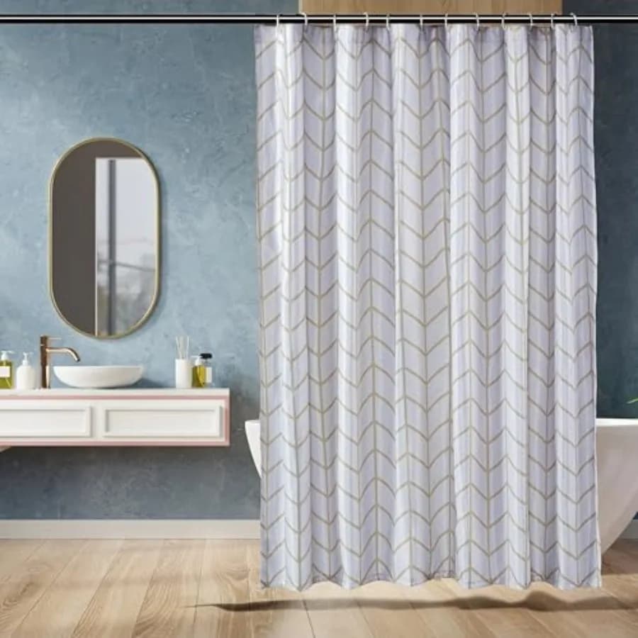 Bathroom Shower Curtain, Water Resistant Fabric with Weighted Hem, Rust Resistant Grommets and Hooks, Machine Washable, 72"x72"
