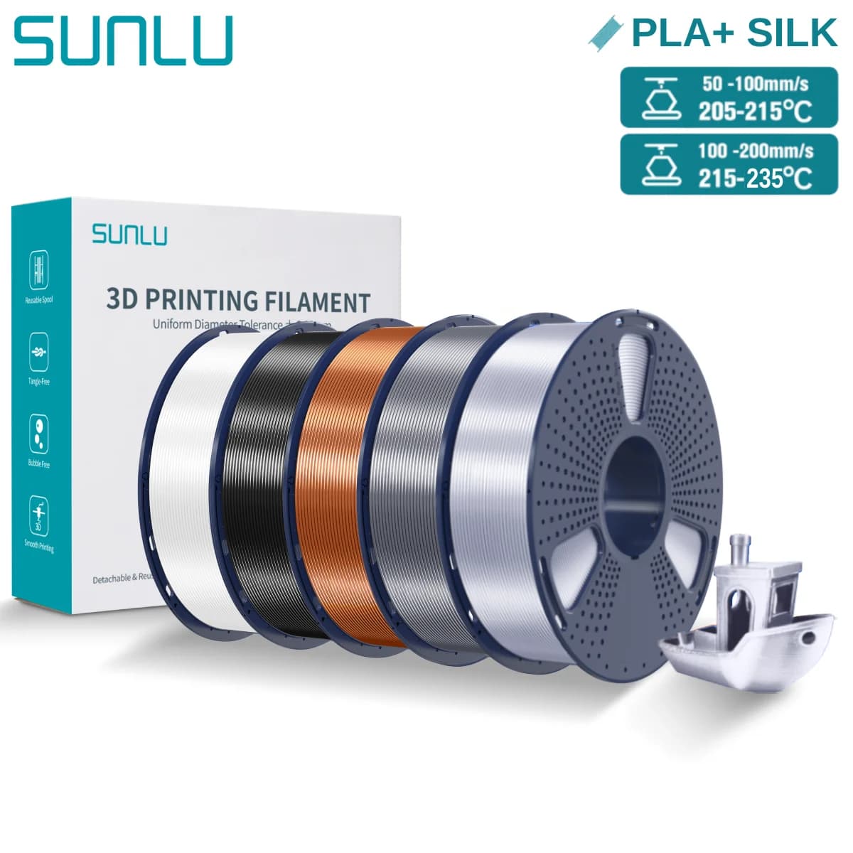SUNLU 5KG Pla Plus Silk 3D Filament 1.75mm Silk Texture High Tenacity 3D Printing Filaments for 3D Printer Fast Shipping