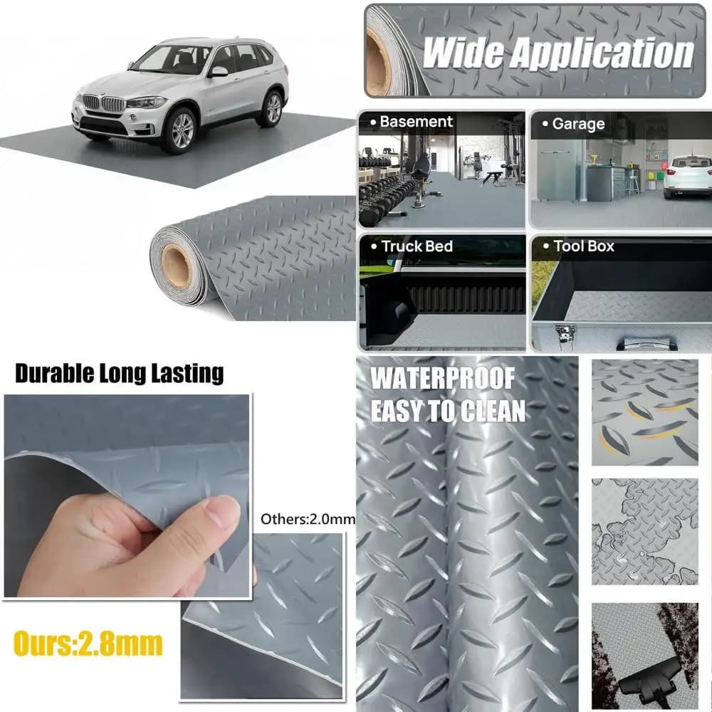 PVC garage plug thick, durable, waterproof and anti-slip for cars, trailers, SUVs, basements, gyms (Grigio) - 30 cm x 2.4 m