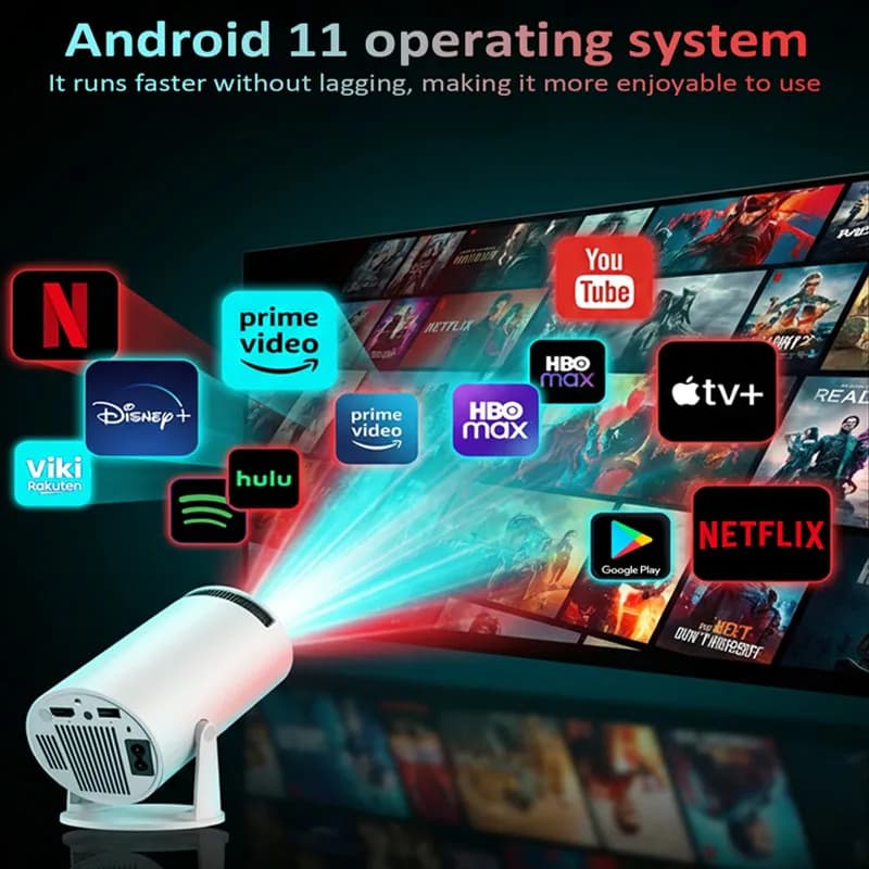 Nuovo Proiettore HY300Ultra 2026, 720P 290ANSI LED Mini Proiettore con Google Play, Correzione Automatica Keystone, WiFi6, BT5.4 per Home Theater