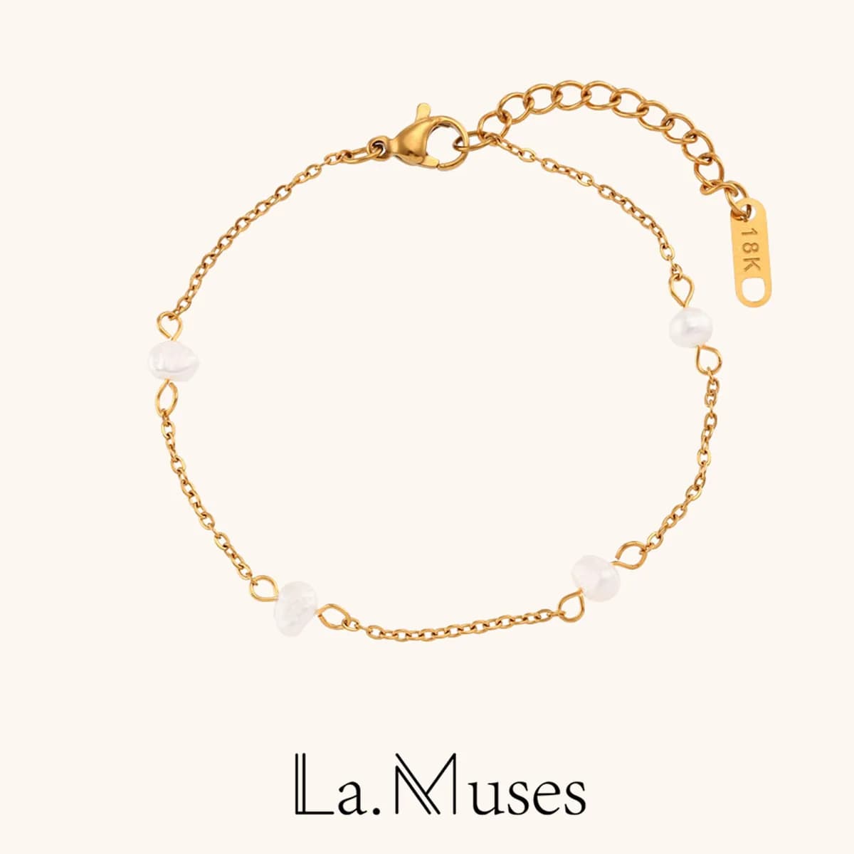 La.Muses catena semplice catena in acciaio inossidabile catena di perle d'acqua dolce collana bracciali per le donne gioielli placcati in oro regalo