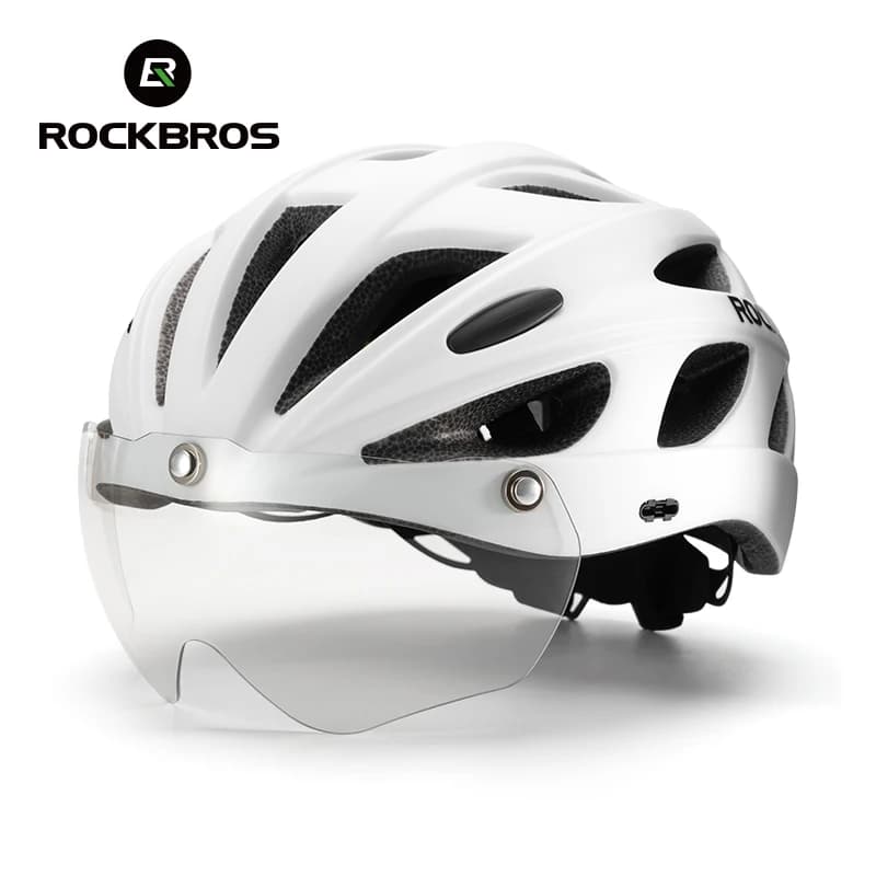 ROCKBROS Bike Helmet Cycling Helmet on Road MTB Lightweight and breathable bicycle helmet modeled entirely with photochromatic glasses
